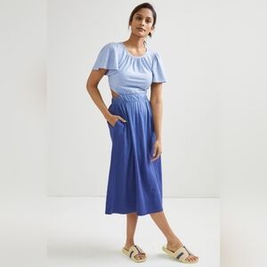 Anthropologie T.La Boho Chic Blue Ombre Cut Out Open Back Pocketed Midi Dress M